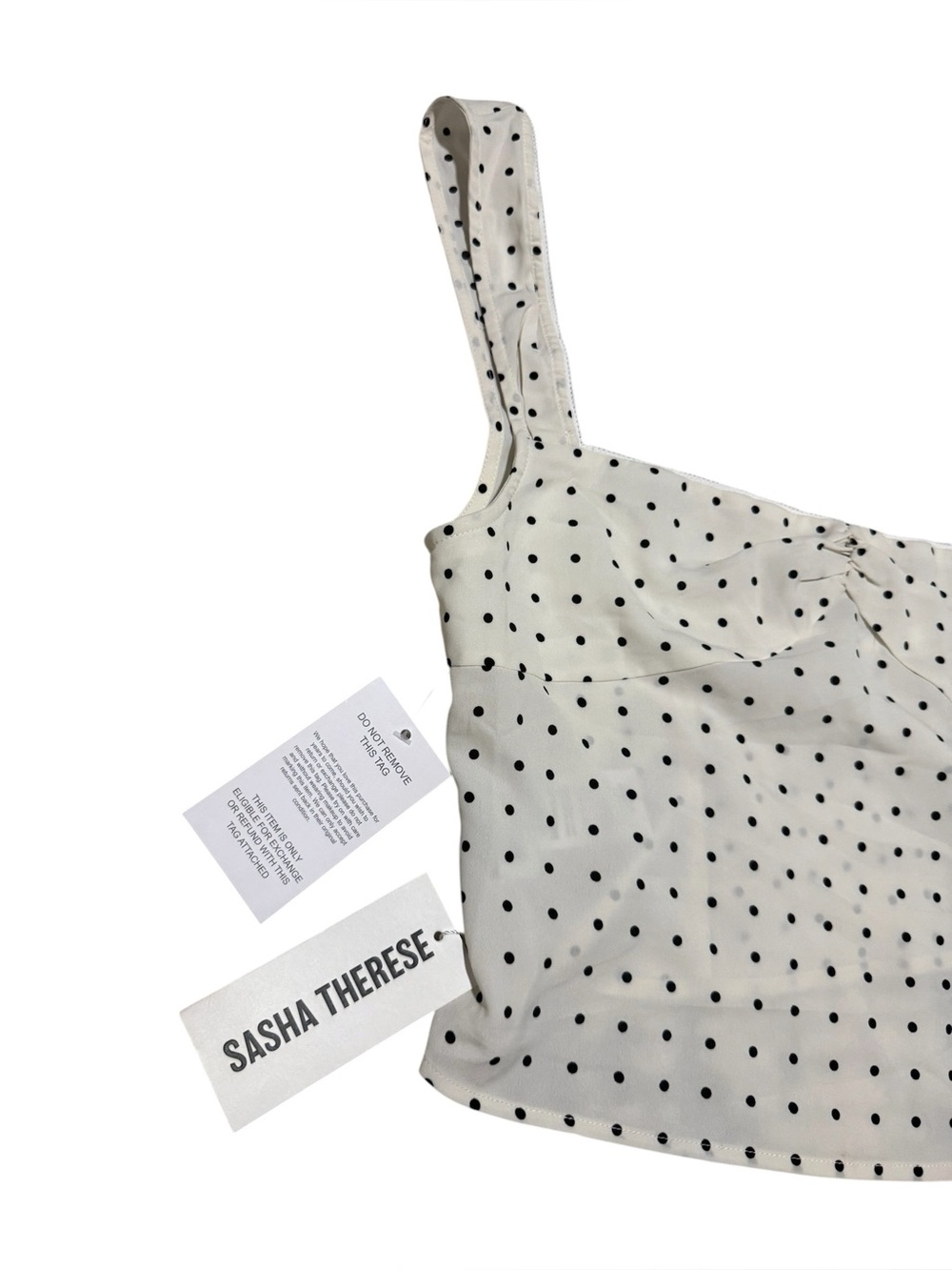 NWT Sasha Therese LOTTIE TOP WHITE POLKADOT Size Medium - Picture 7 of 10